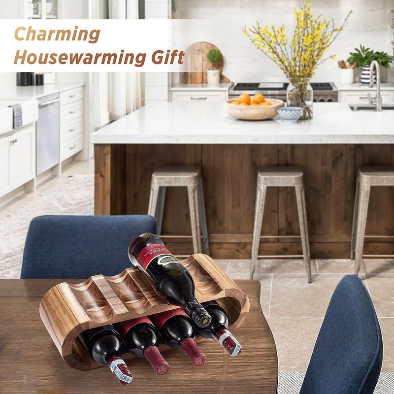 BLUEWEST Wooden Countertop Wine Rack – 8-Bottle Acacia Wine Holder Stand – Freestanding Wine Storage – Great for Home Decor No Assembly Required - Image 5